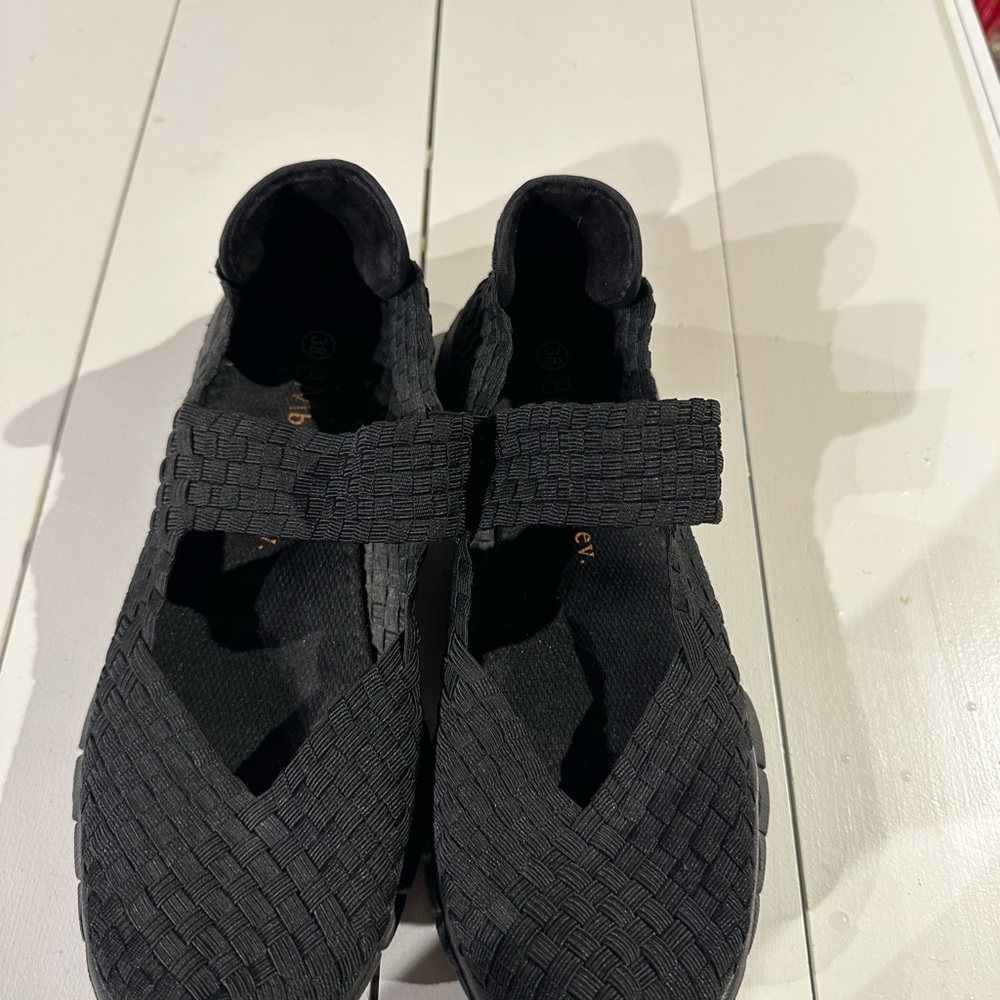 Bernie Mev Charm Mary Jane Black Slip Ons Size 38